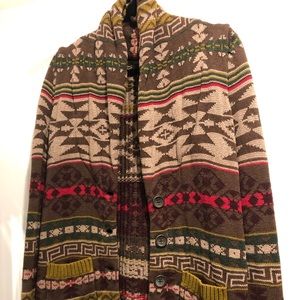 EUC Eddie Bauer Tribal Button-Front Cardigan